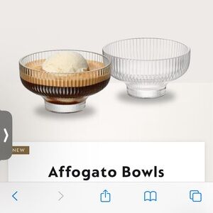 Nespresso Clear Glass Affogato dessert Bowls set of 2. NWT Barista collection.